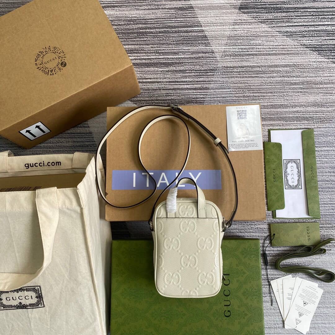 Gucci GG Embossed Mini Bag Replica White 658553