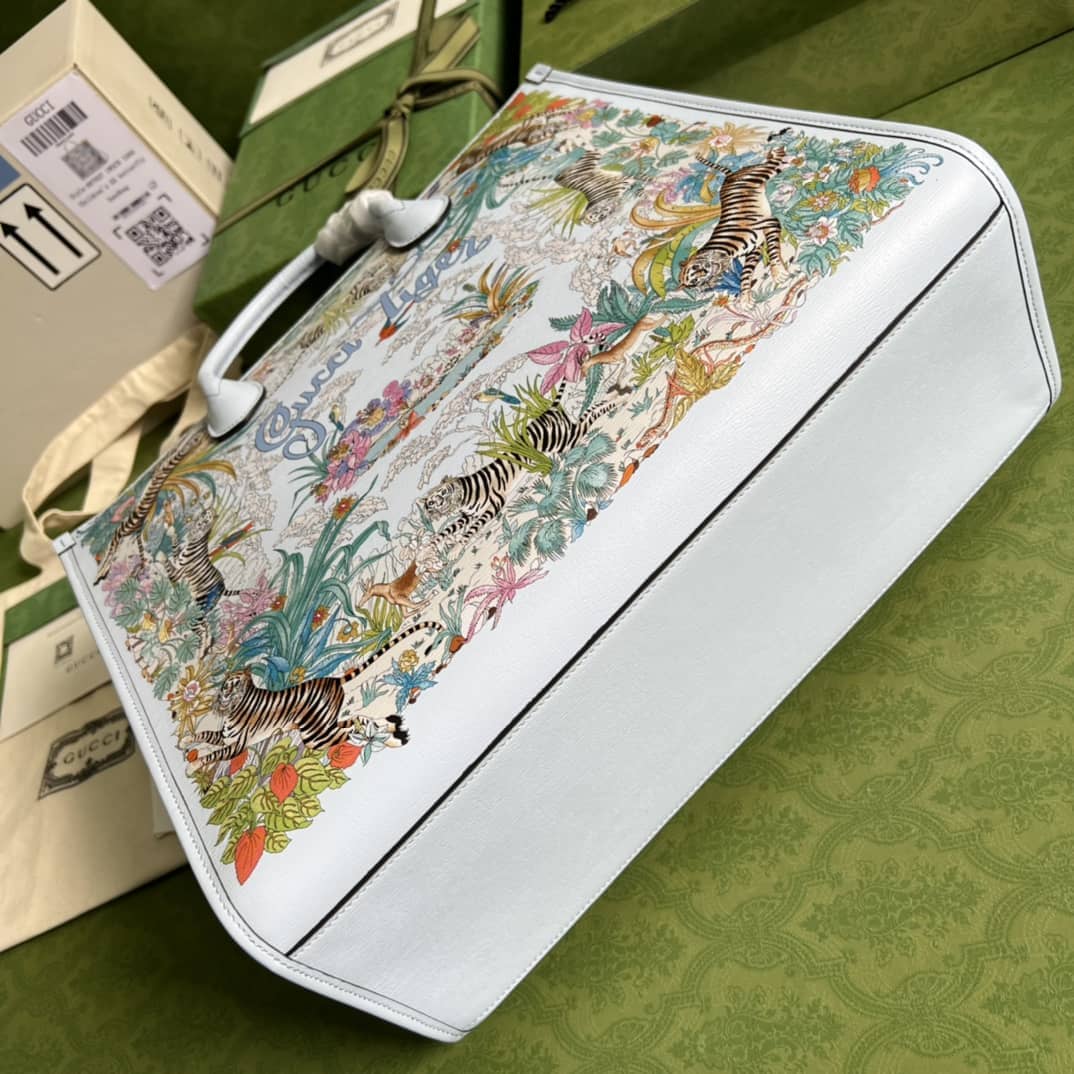 Gucci Tiger Medium Tote Bag Light Blue 687827 Replica
