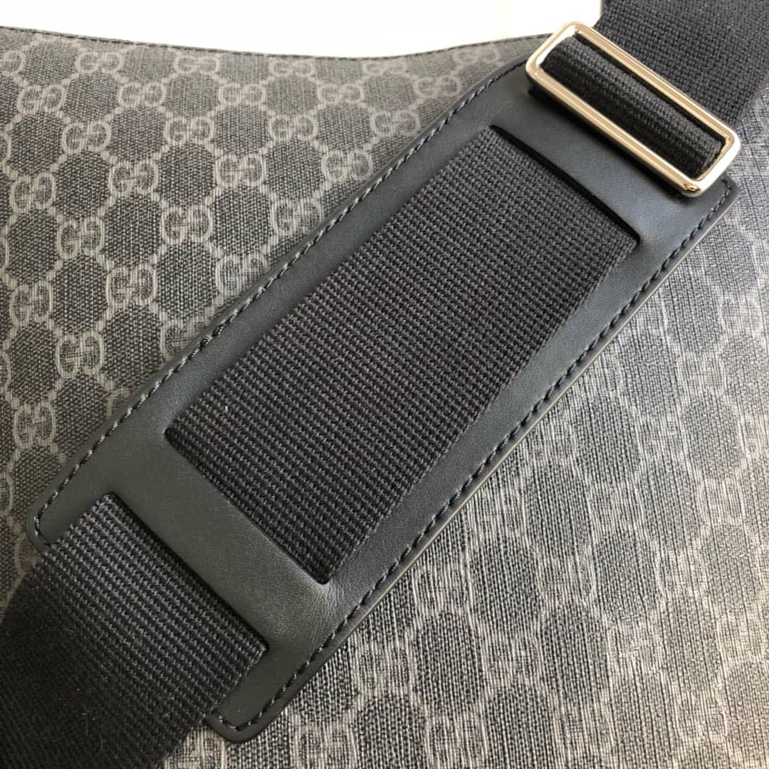 Gucci Mens Supreme Leather Double G Messenger Bag Replica Black 406388