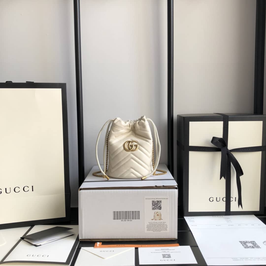 Gucci GG Marmont Mini Bucket Crossbody Bag Replica White 575163
