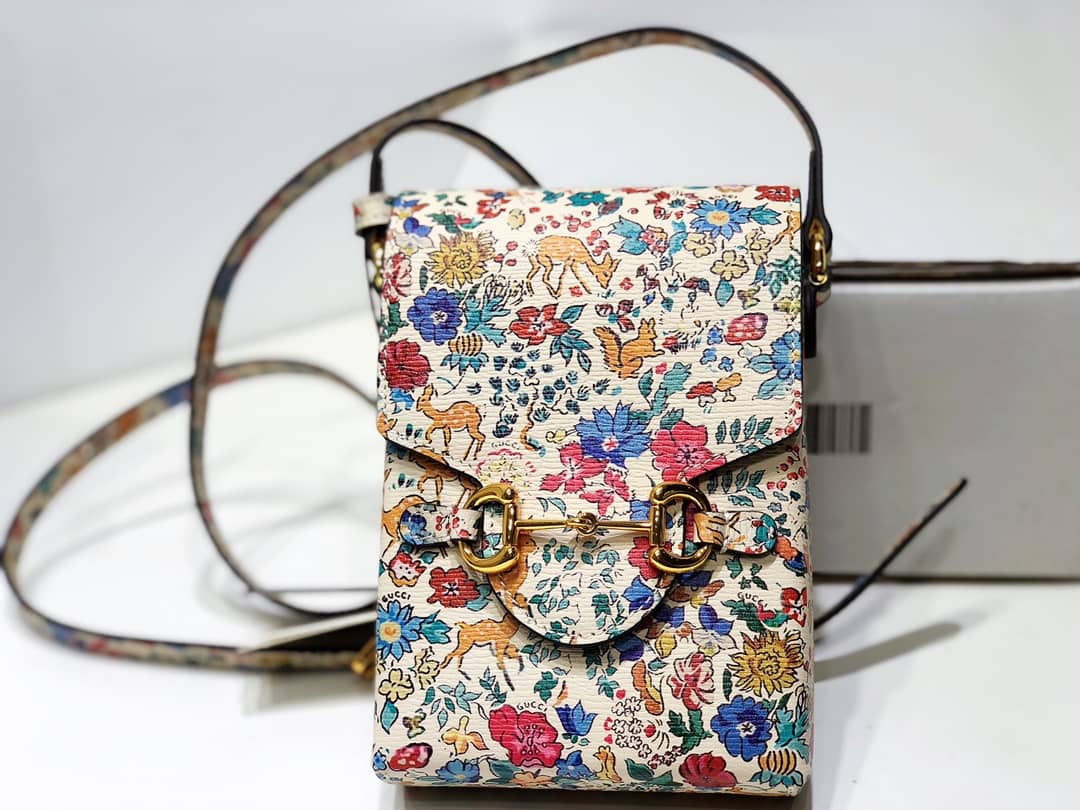 Gucci GG Denim Canvas Leather Phone Bag Replica 625625