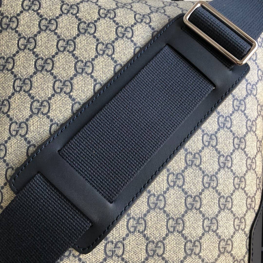 Gucci Mens Supreme Leather Double G Messenger Bag Replica Gray 406388