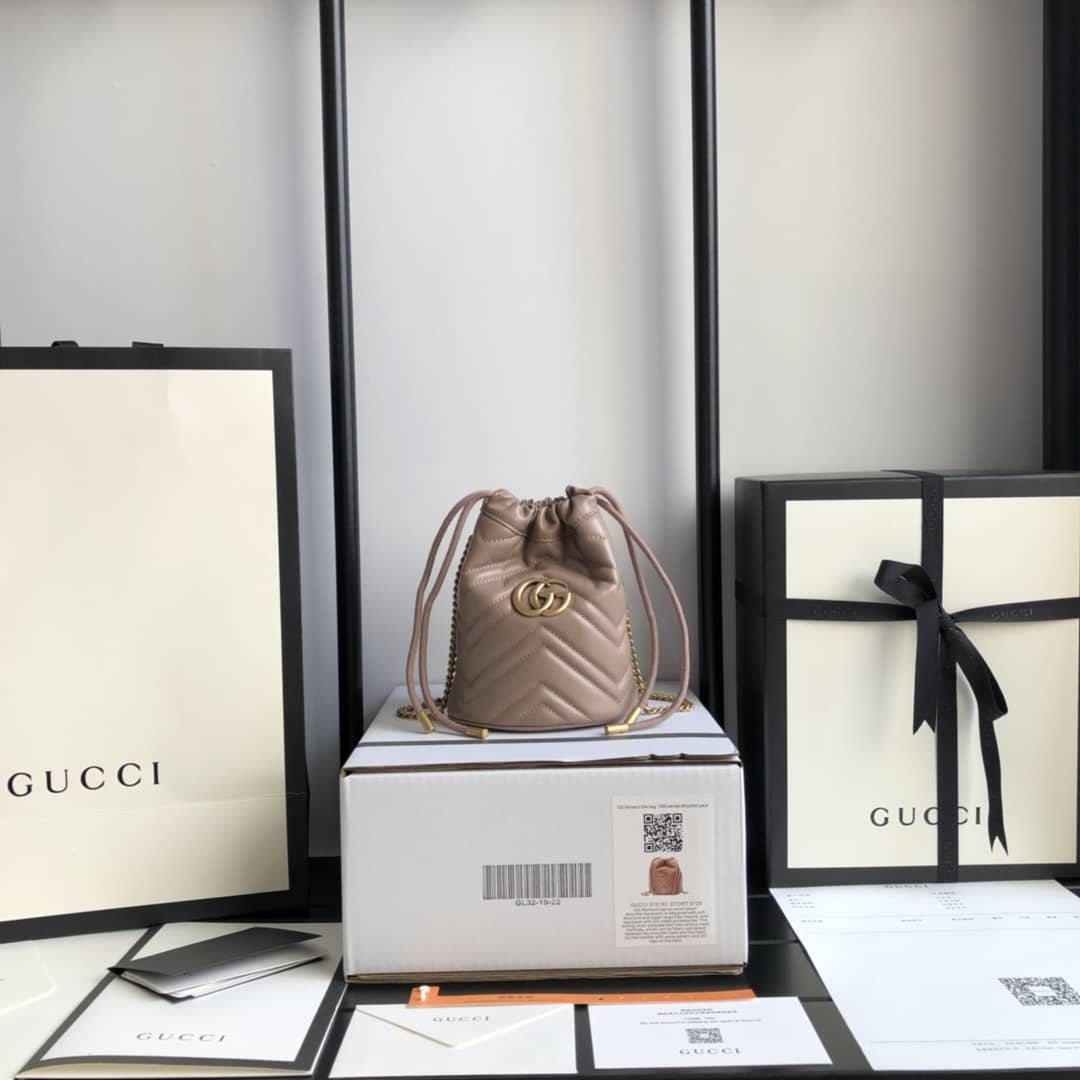Gucci GG Marmont Mini Bucket Crossbody Bag Replica Pink 575163