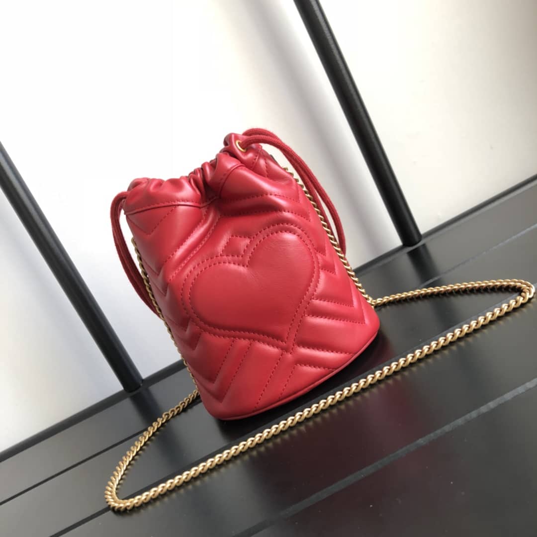 Gucci GG Marmont Mini Bucket Crossbody Bag Replica Red 575163