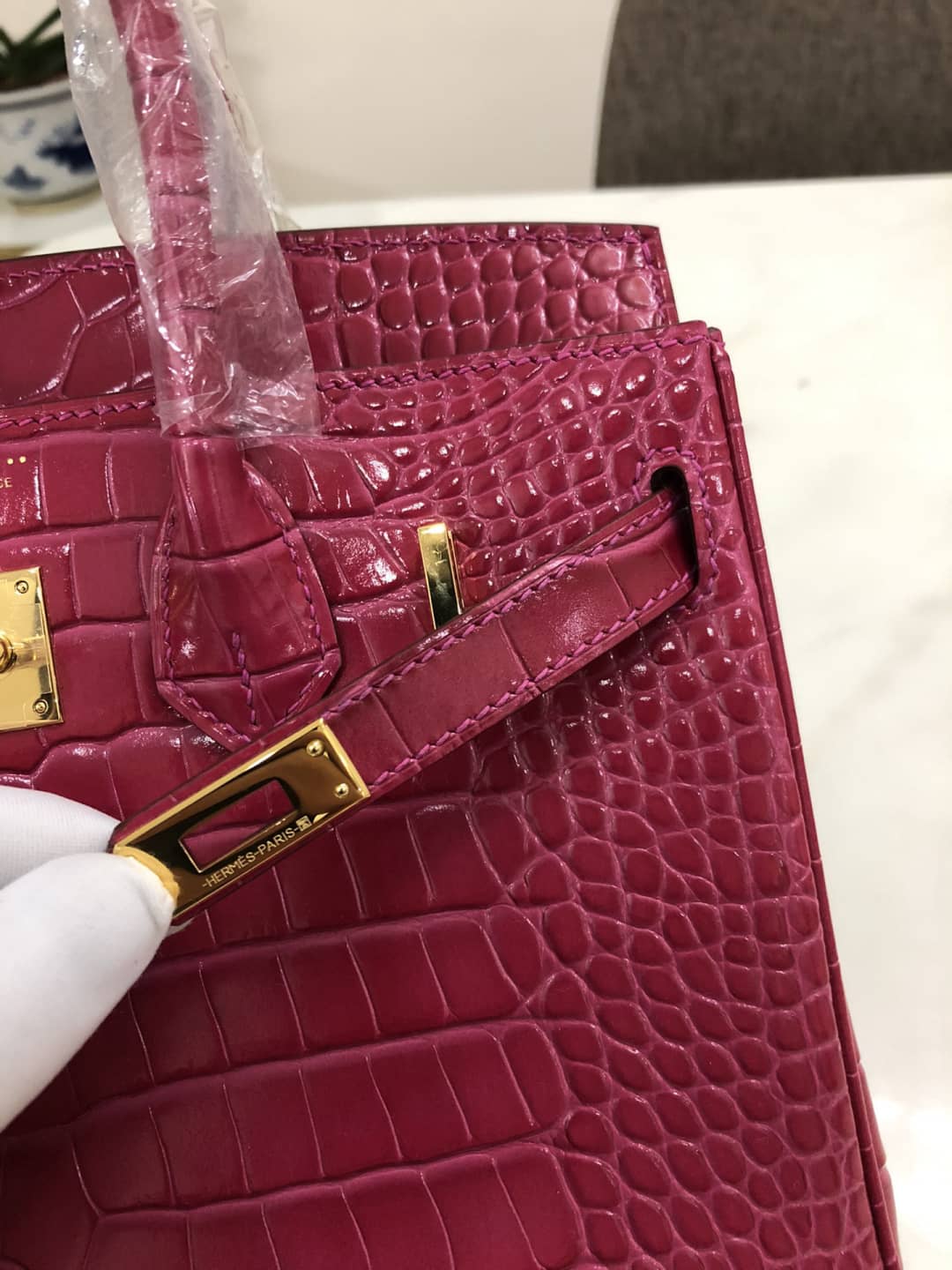 Hermes Birkin Replica 25CM Crocodile Shiny Replica Bag
