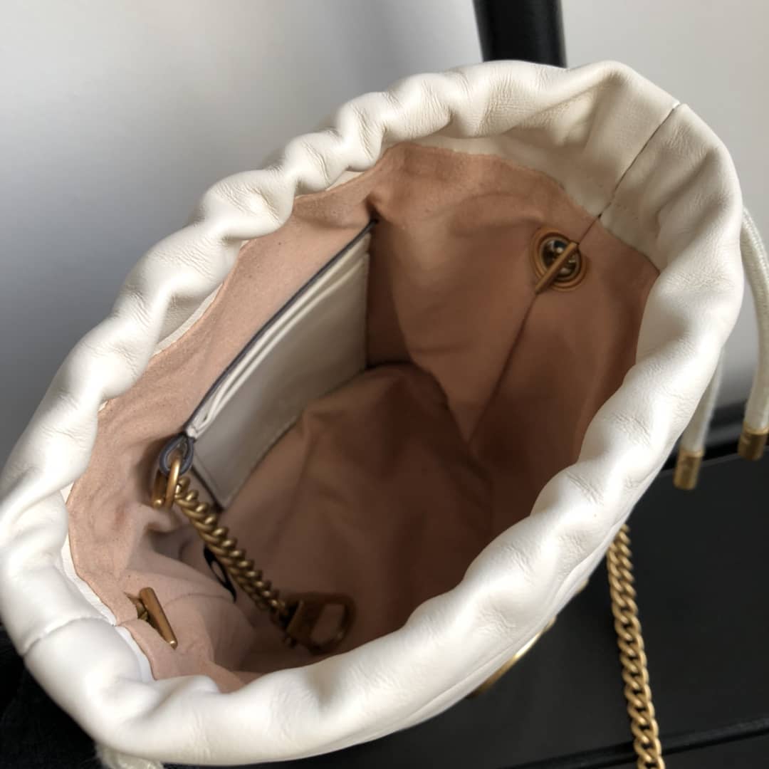 Gucci GG Marmont Mini Bucket Crossbody Bag Replica White 575163