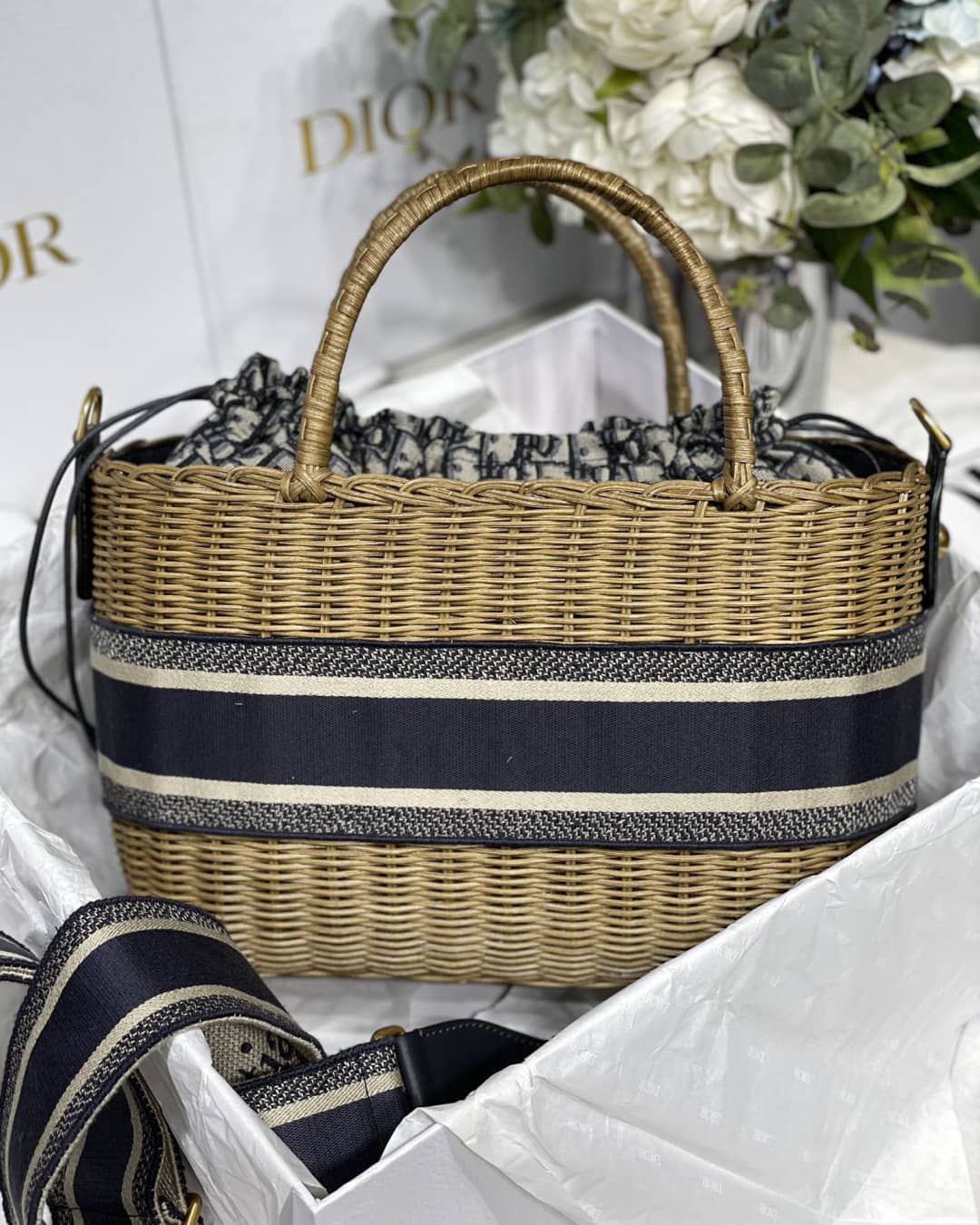 Dior Dupe Bag Medium Lady Natural Wicker