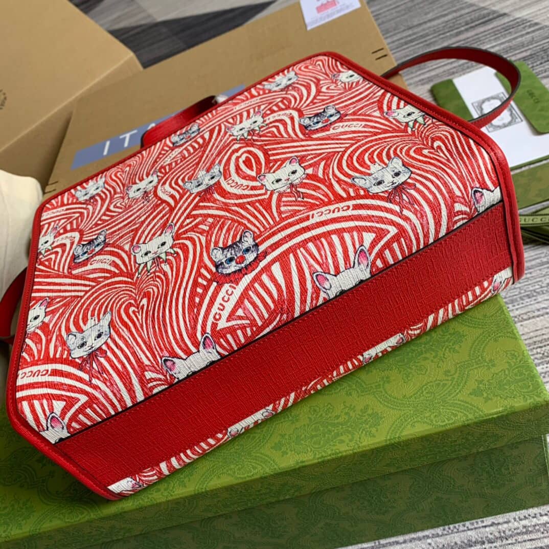 Gucci Supreme Canvas Children Yuko Higuchi Tote Replica Red 630542