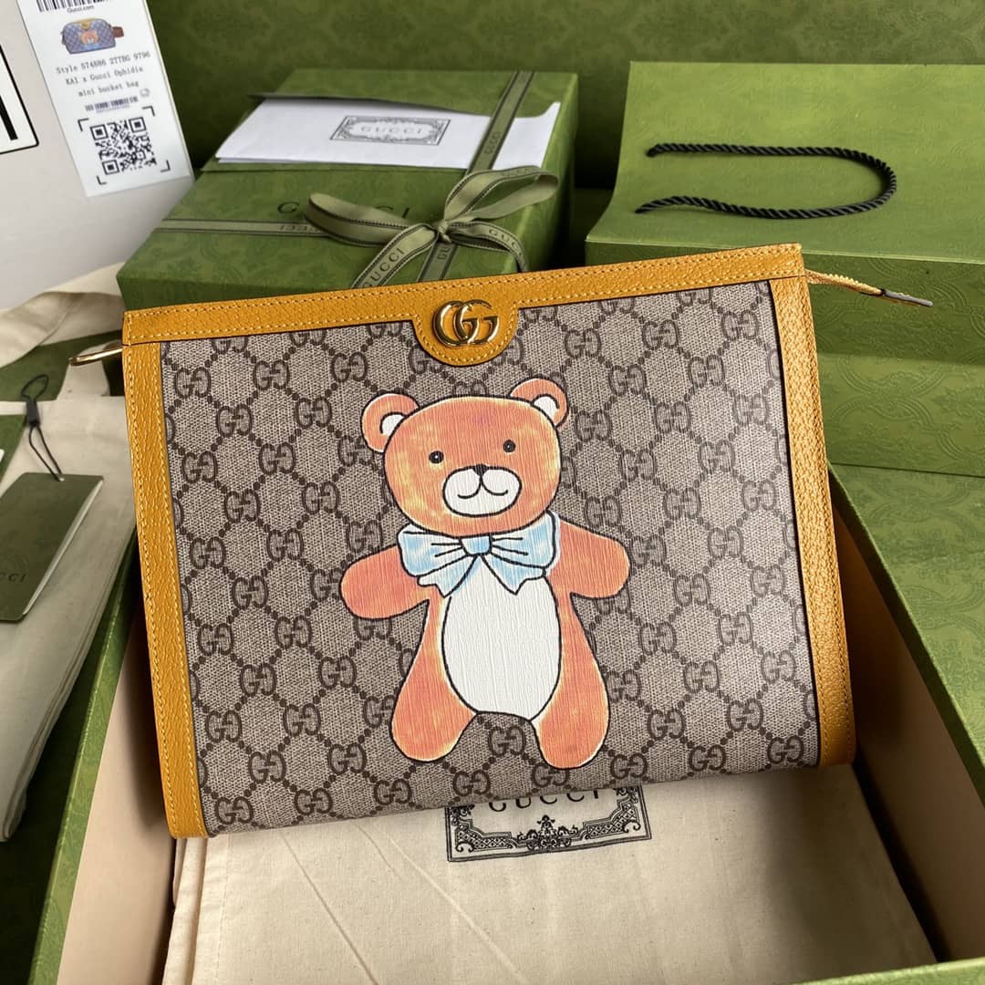 Gucci Kai Supreme Canvas Pouch Replica 660513