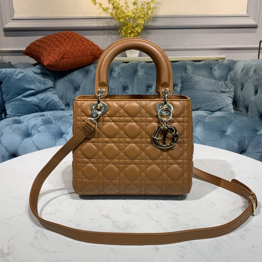 Lady Dior Dupe 24CM Replica Bag(Cola)