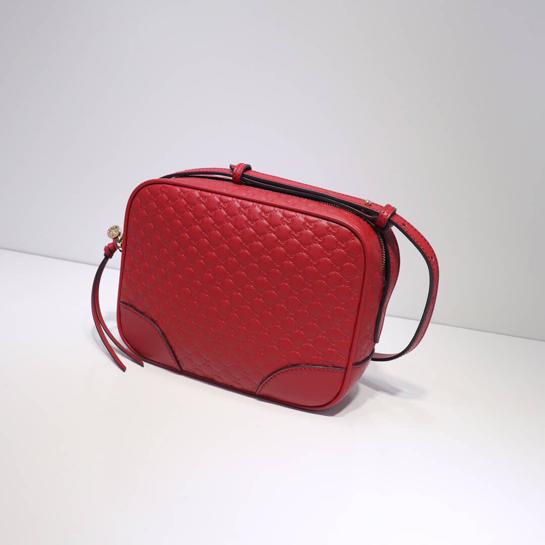 Gucci Bree Guccissima GG Leather Canvas Camera Bag Replica Red 449413