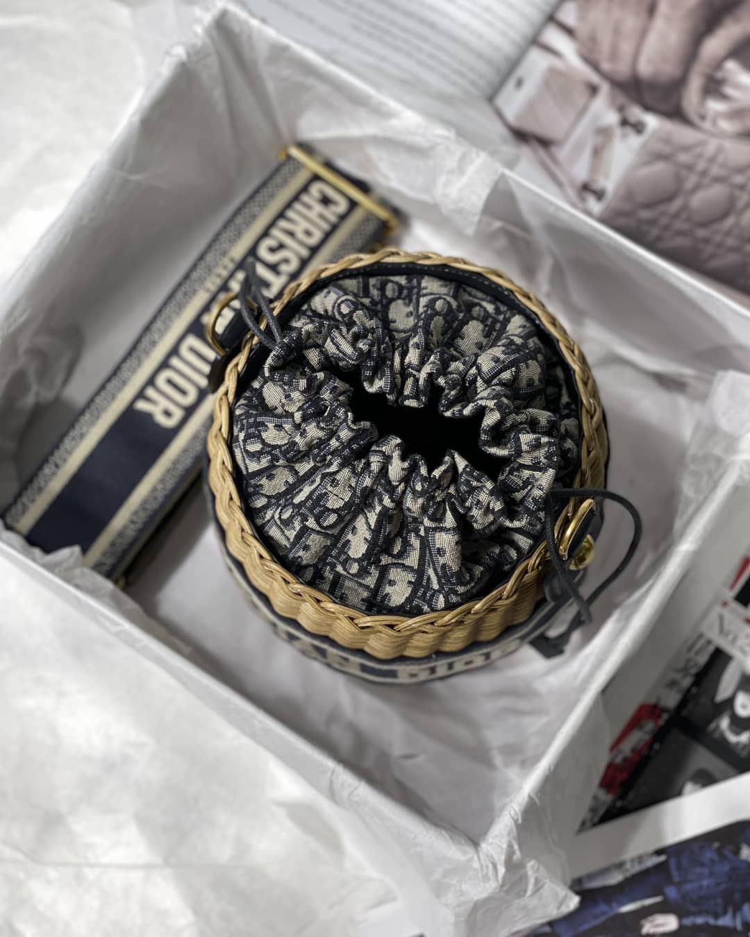 Christian Dior Oblique Dior Wicker Bucket Bag