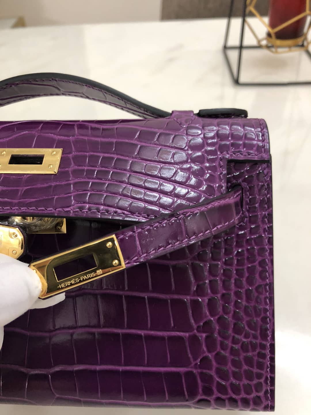 Hermes Kelly Dupe 22CM Crocodile Shiny Replica Bag