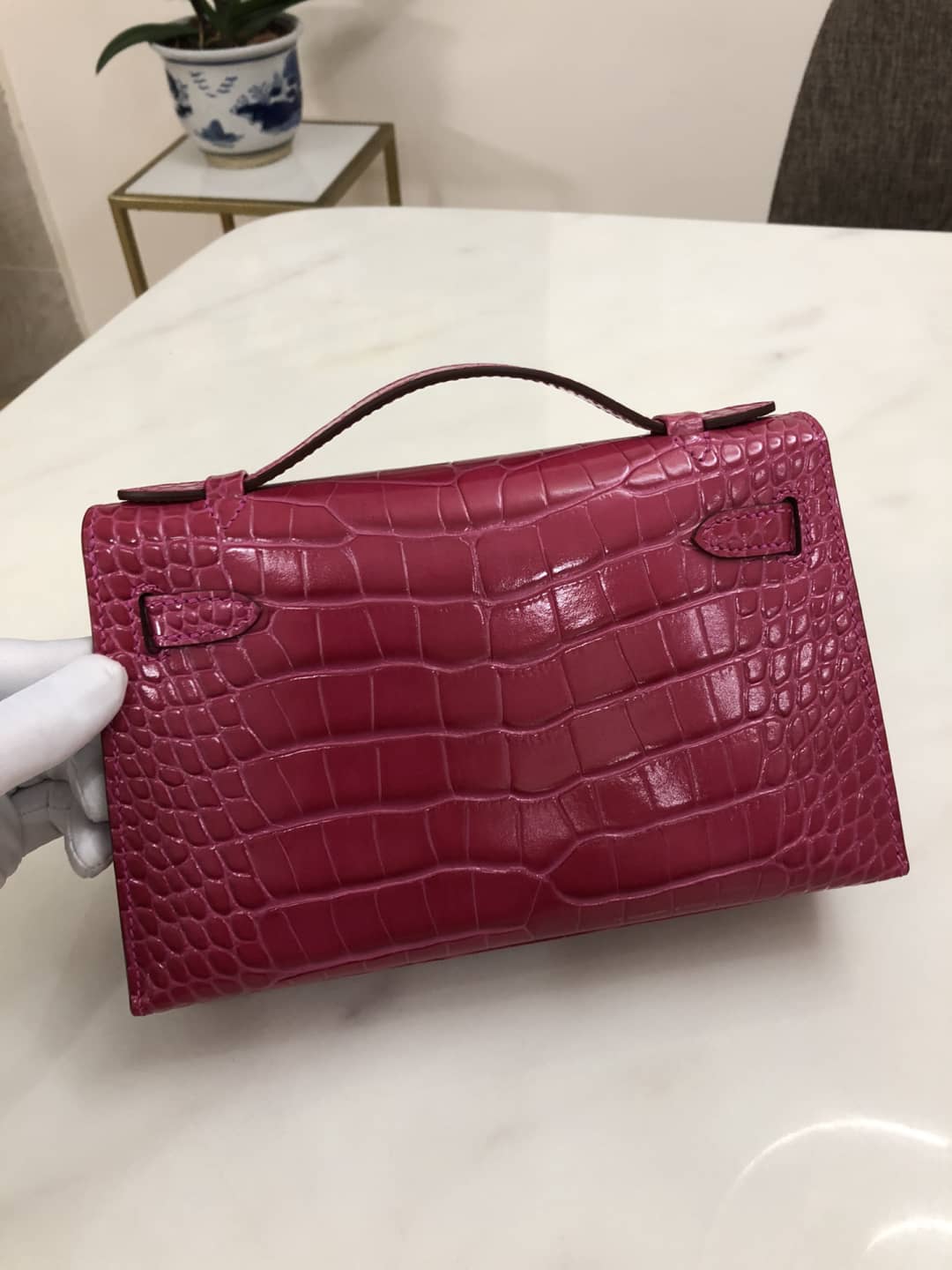 Hermes Kelly Dupe 22CM Crocodile Shiny Replica Bag