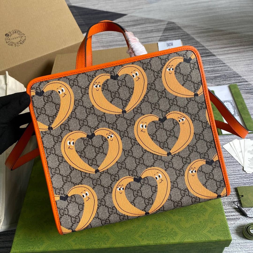 Gucci Supreme Canvas Children Yuko Higuchi Tote Replica Orange 630542