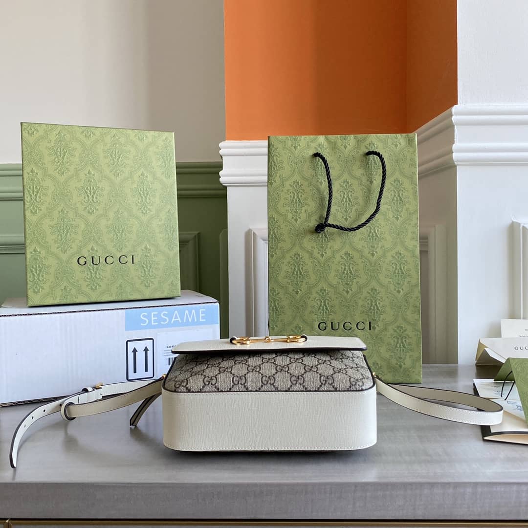 Gucci Horsebit 1955 GG Crossbody Bag Replica Gray White 645454