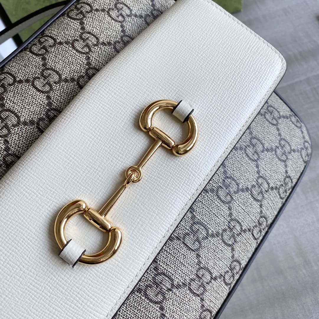 Gucci Horsebit 1955 GG Crossbody Bag Replica Gray White 645454