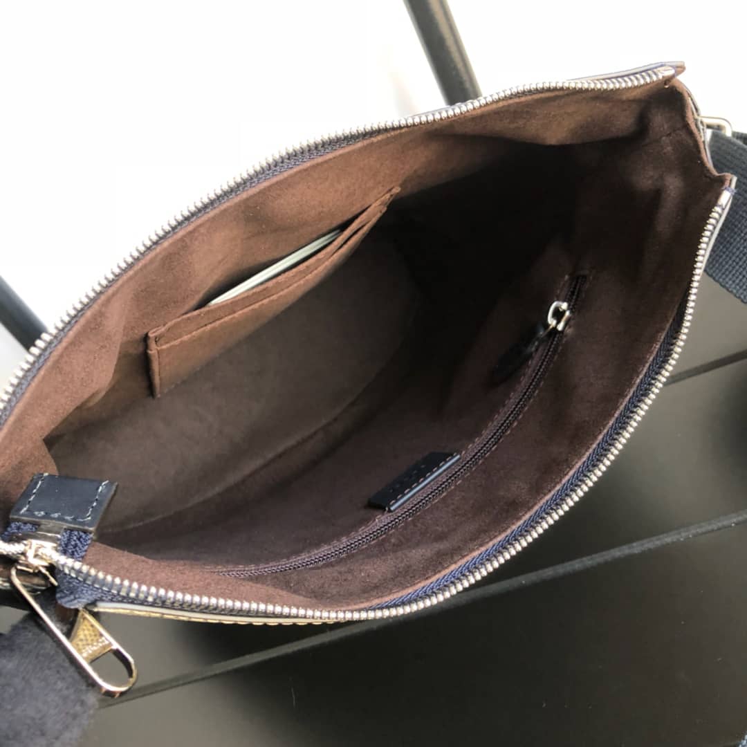 Gucci Mens Supreme Leather Double G Messenger Bag Replica Gray 406388