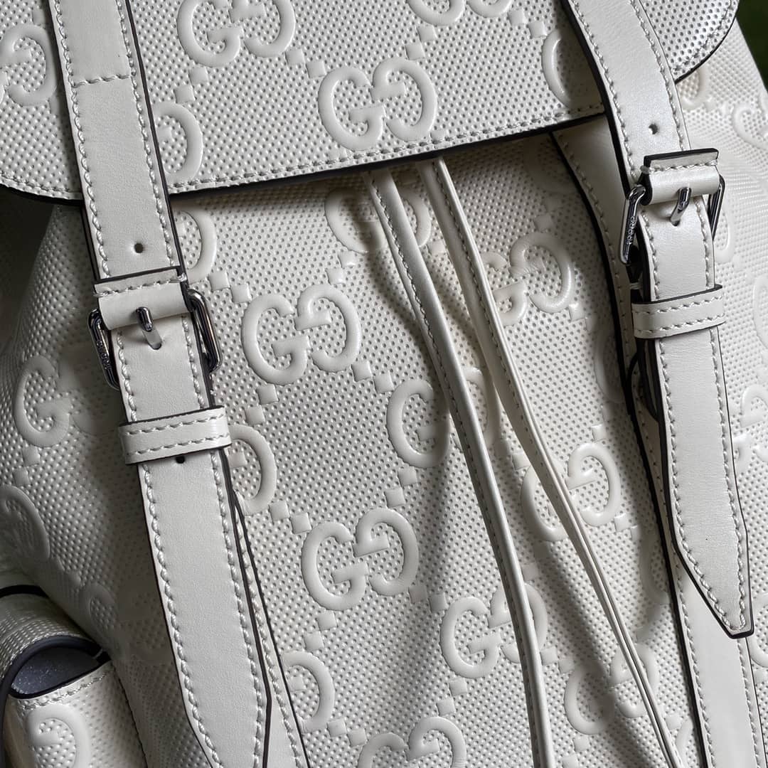 Gucci GG Embossed Backpack Replica White 625770