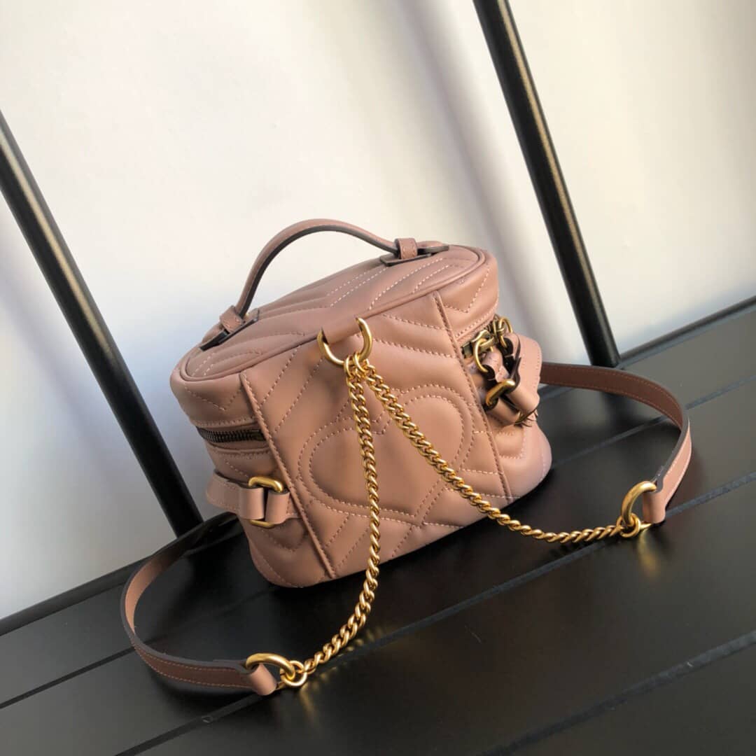 Gucci GG Marmont Matelesse Mini Round Replica Backpack Pink 598594