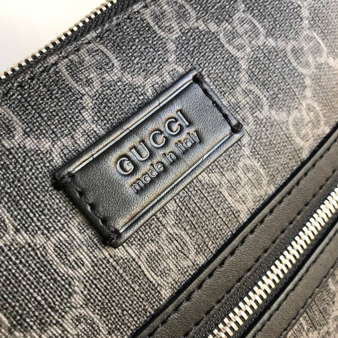Gucci Mens Supreme Leather Double G Messenger Bag Replica Black 406388