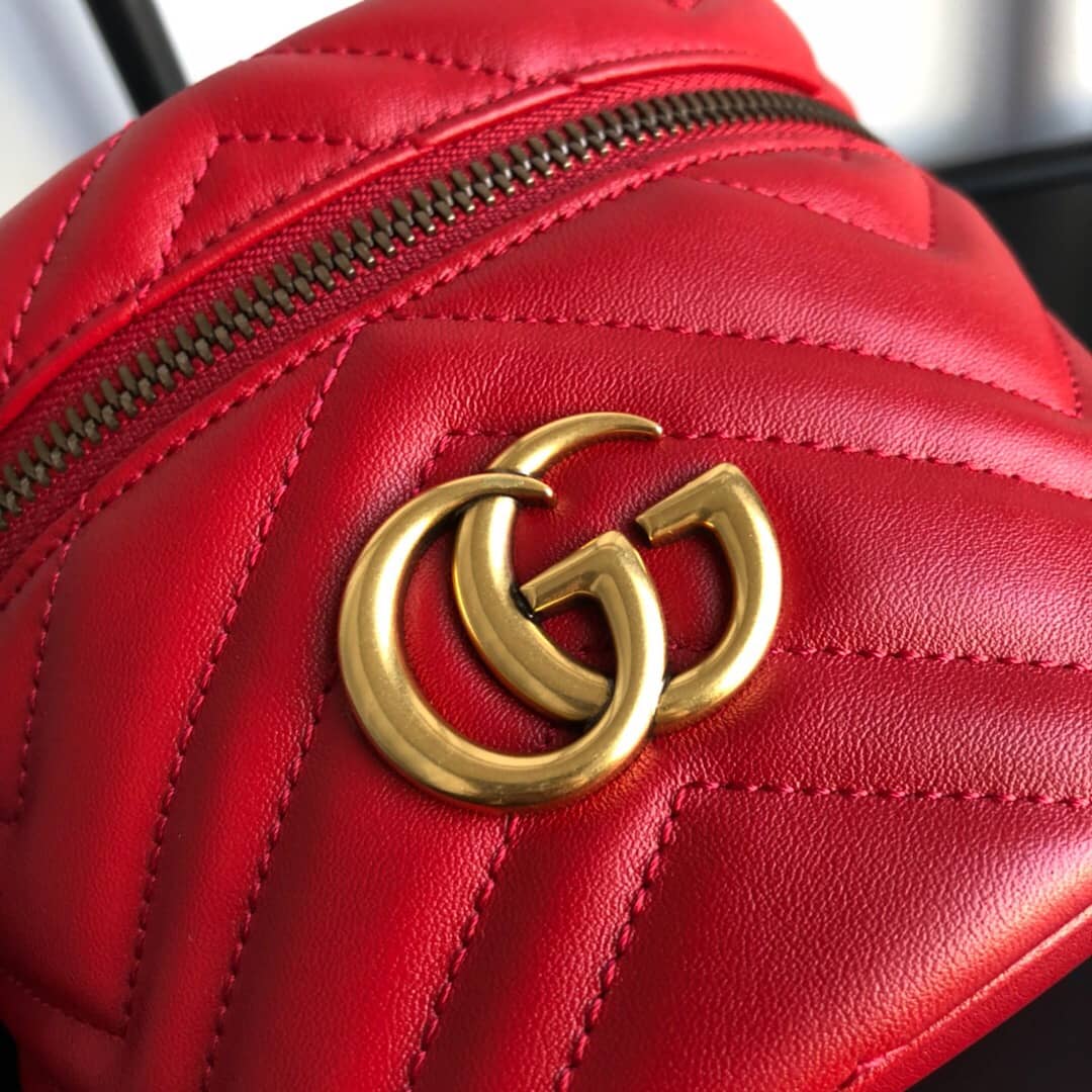 Gucci GG Marmont Matelesse Mini Round Replica Backpack Red 598594