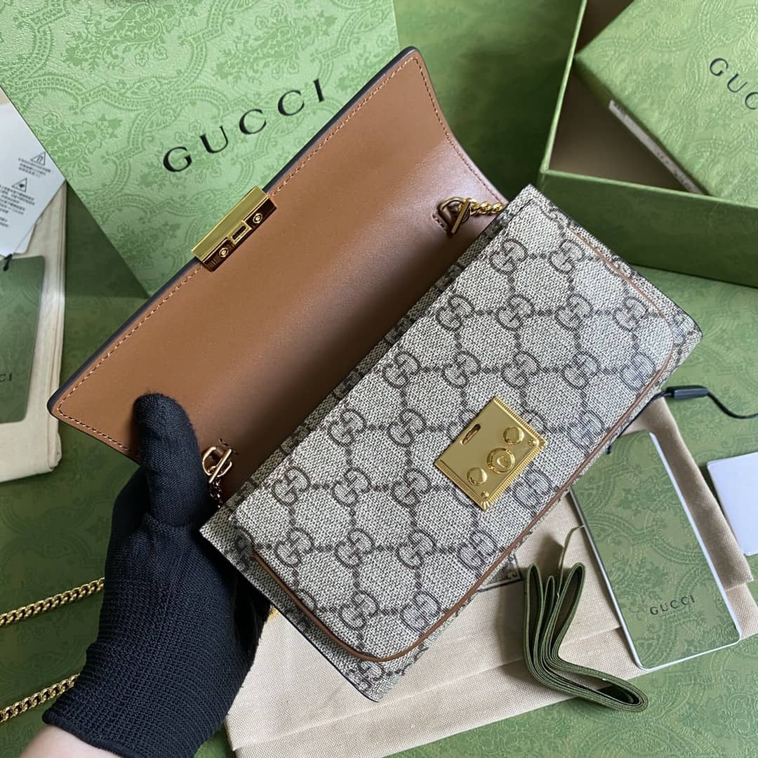 Gucci Padlock Chain Long Wallet Black Replica 658226