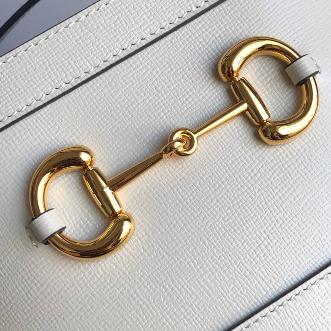 Gucci 1955 Horsebit Shoulder Bucket Bag Replica White 602118