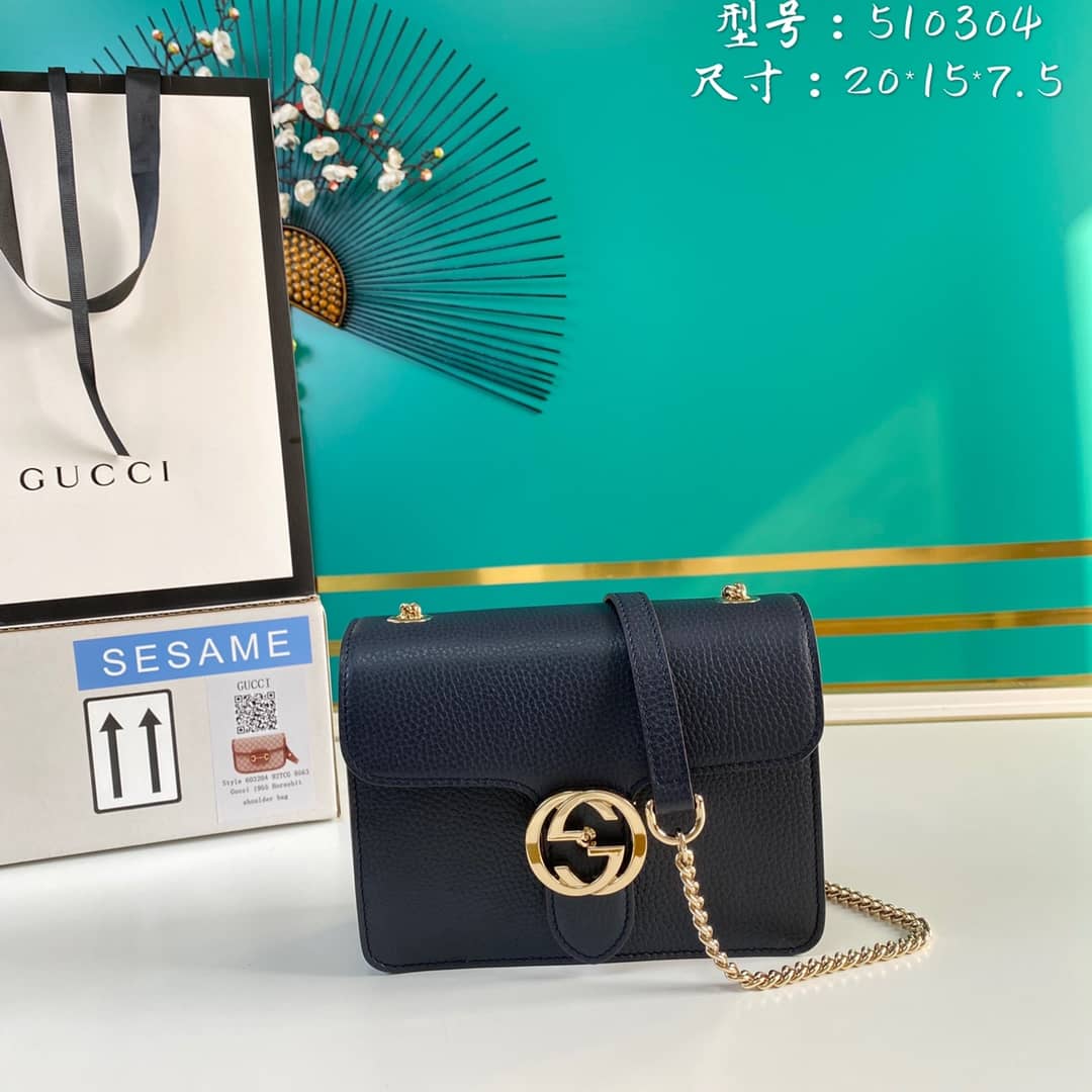 Gucci Interlocking Leather Chain Crossbody Bag Replica 510304
