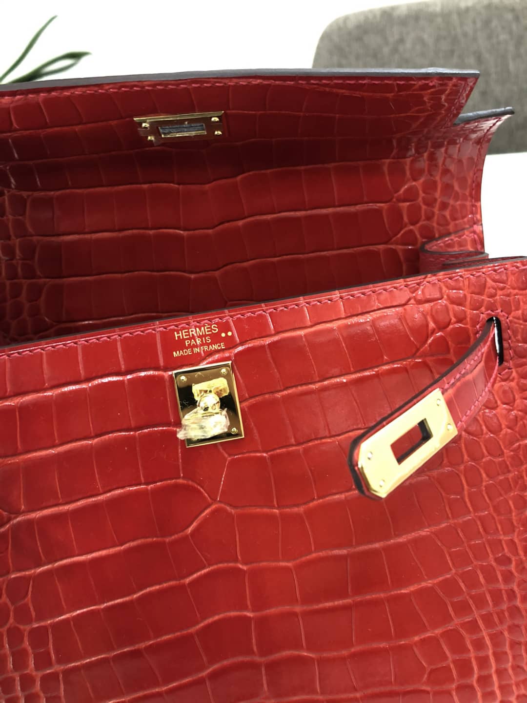 Hermes Kelly Dupe 25CM Crocodile Shiny Replica Bag