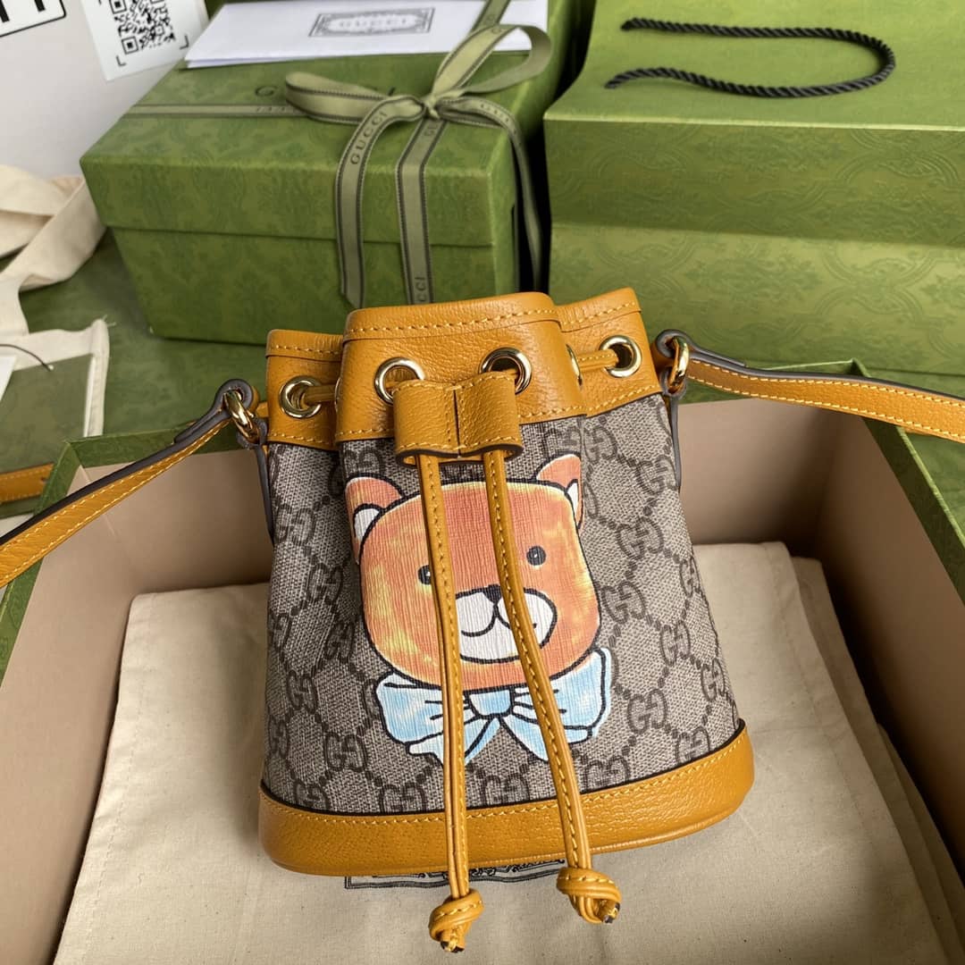 Gucci Ophidia Logo GG Leather Bucket Bag Replica 660304