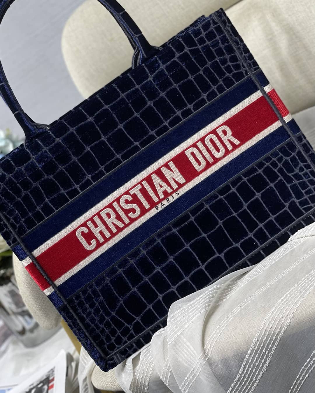 Christian Dior CD Book Embroidery Replica Tote