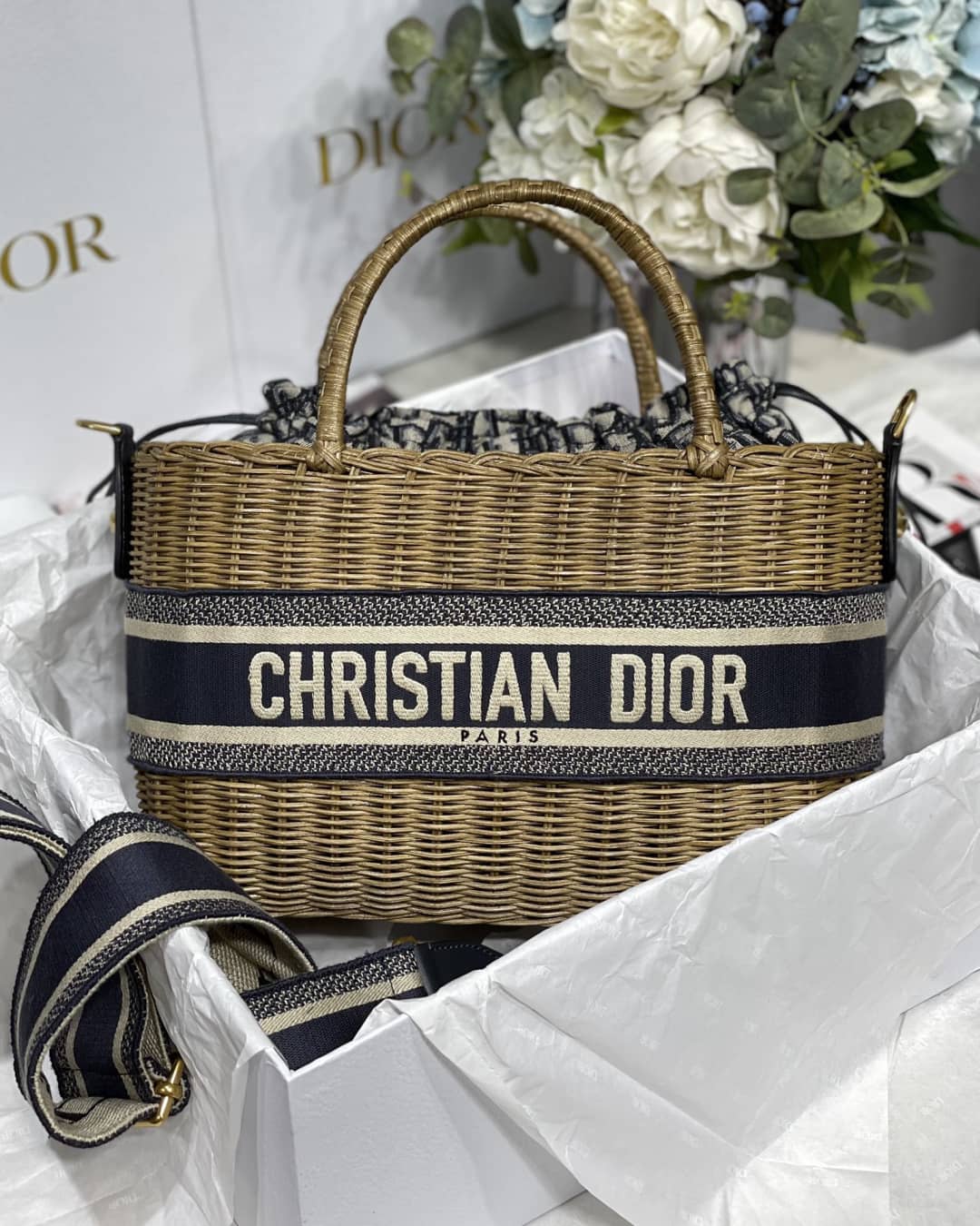 Dior Dupe Bag Medium Lady Natural Wicker