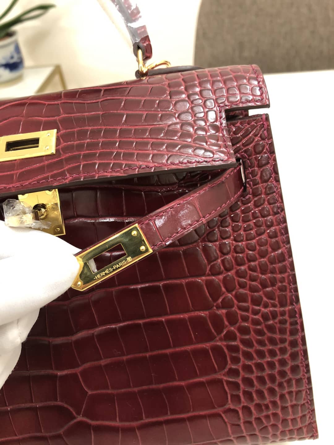 Hermes Kelly Dupe 25CM Crocodile Shiny Replica Bag