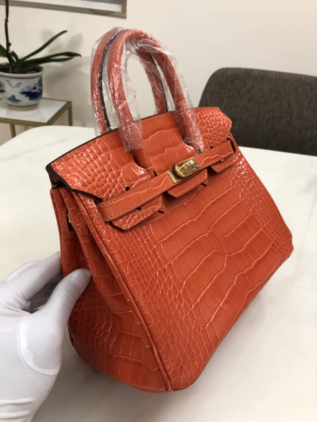 Hermes Birkin 25CM Crocodile Shiny Replica Bag