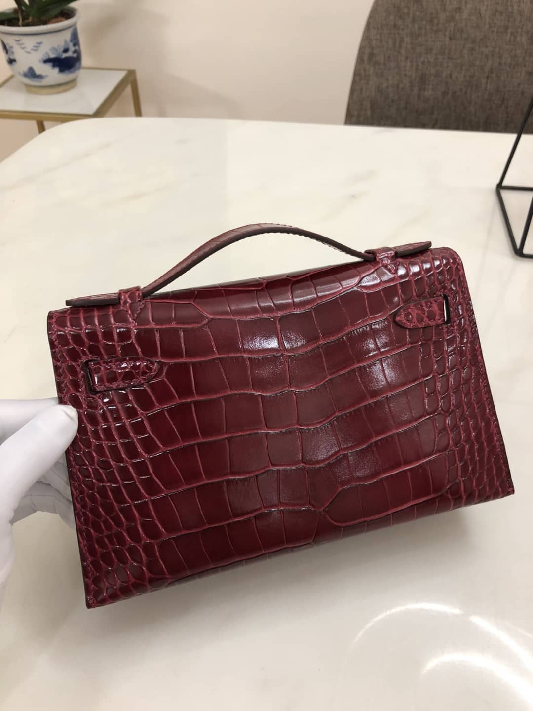 Hermes Kelly Dupe 22CM Crocodile Shiny Replica Bag
