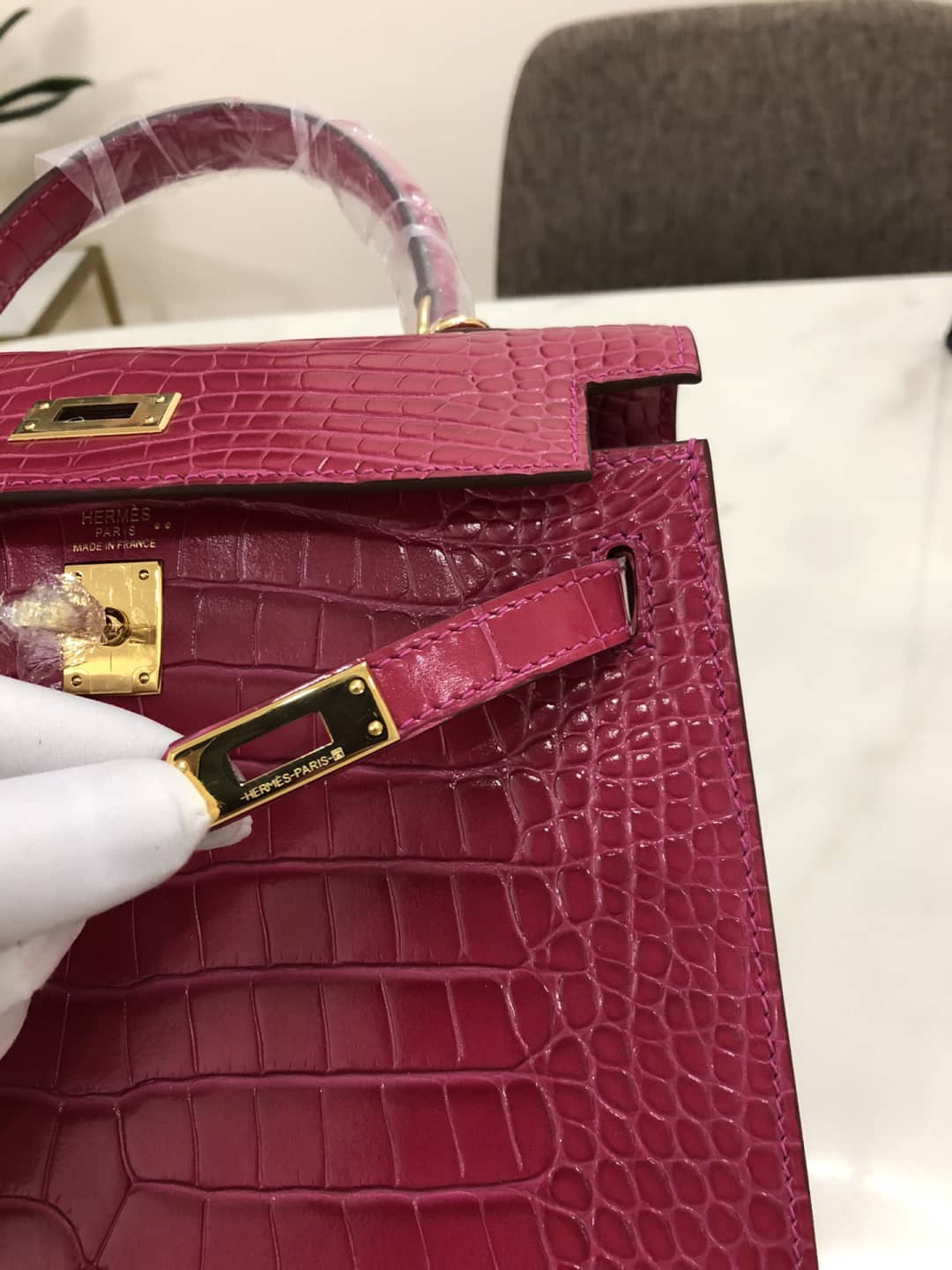 Hermes Kelly Dupe 25CM Crocodile Shiny Replica Bag
