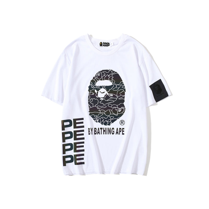 Bape Graffiti Reflective Ape Head Cotton T Shirt 1683