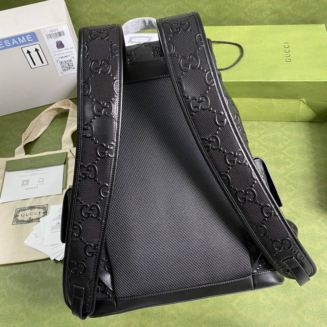 Gucci GG Embossed Backpack Replica Black 625770