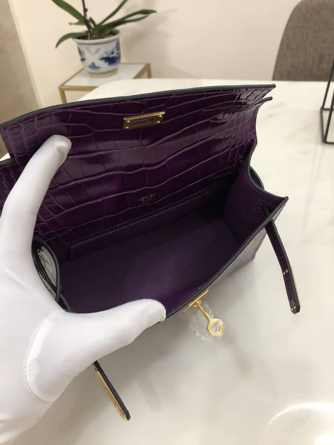Hermes Kelly Dupe 22CM Crocodile Shiny Replica Bag