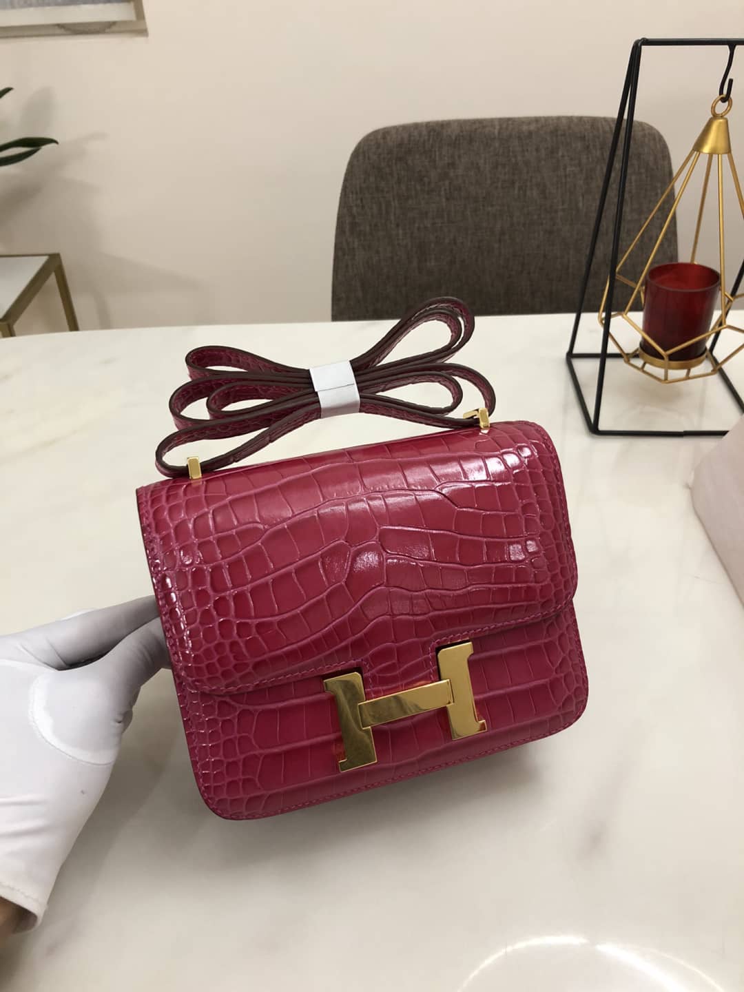 Hermes Replica Constance 18CM Crocodile Shiny Bag