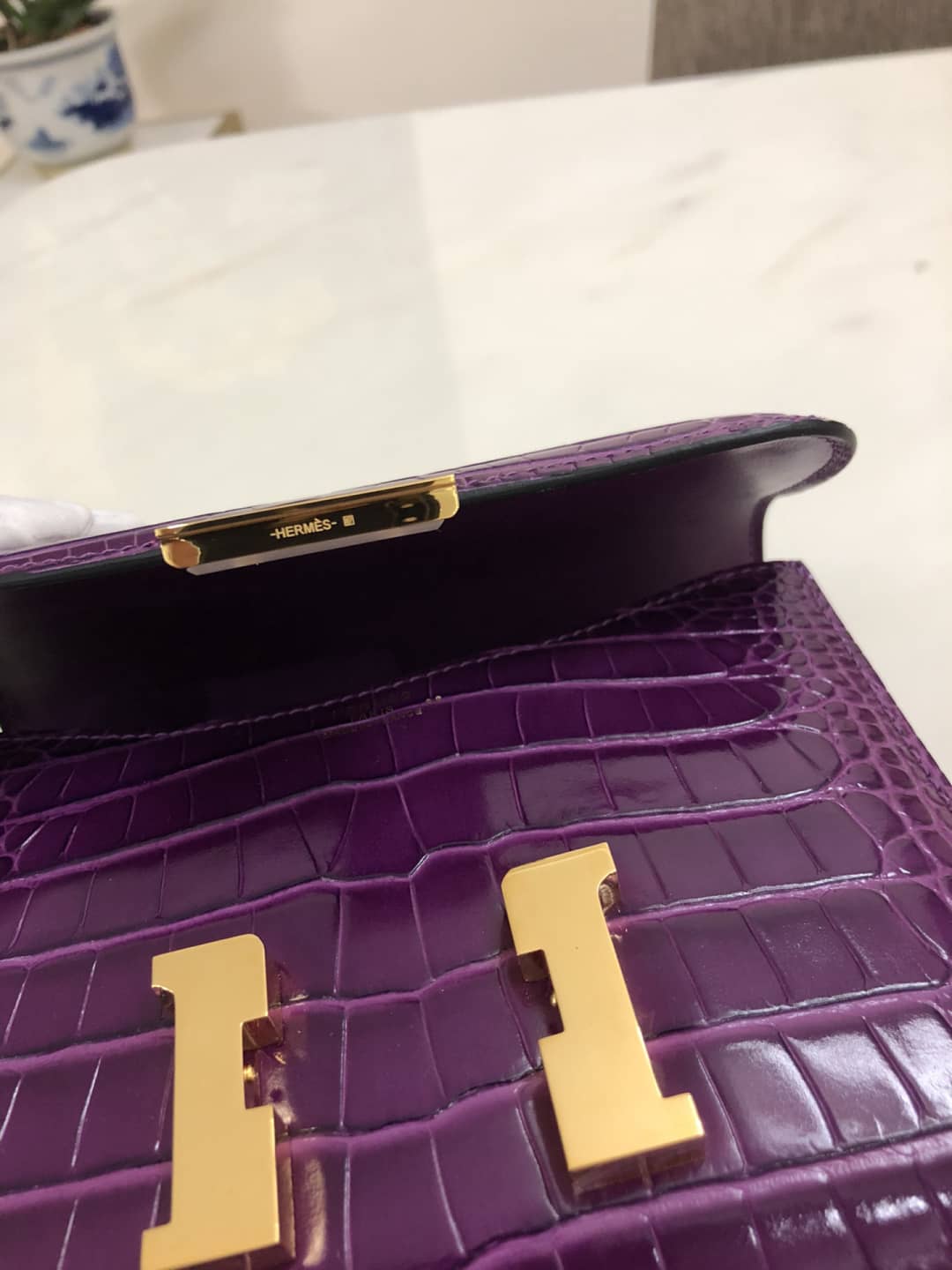 Hermes Replica Constance 18CM Crocodile Shiny Bag