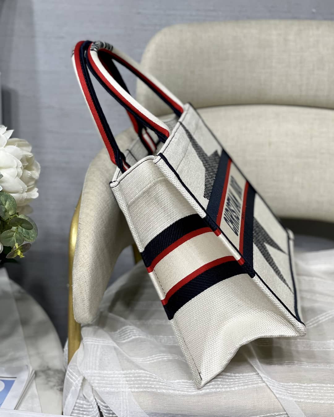 Dior Dupe CD Book Embroidery Tote Bag
