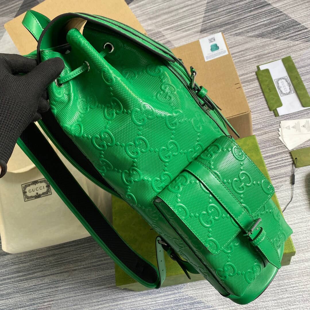 Gucci GG Embossed Leather Replica Backpack Green 625770