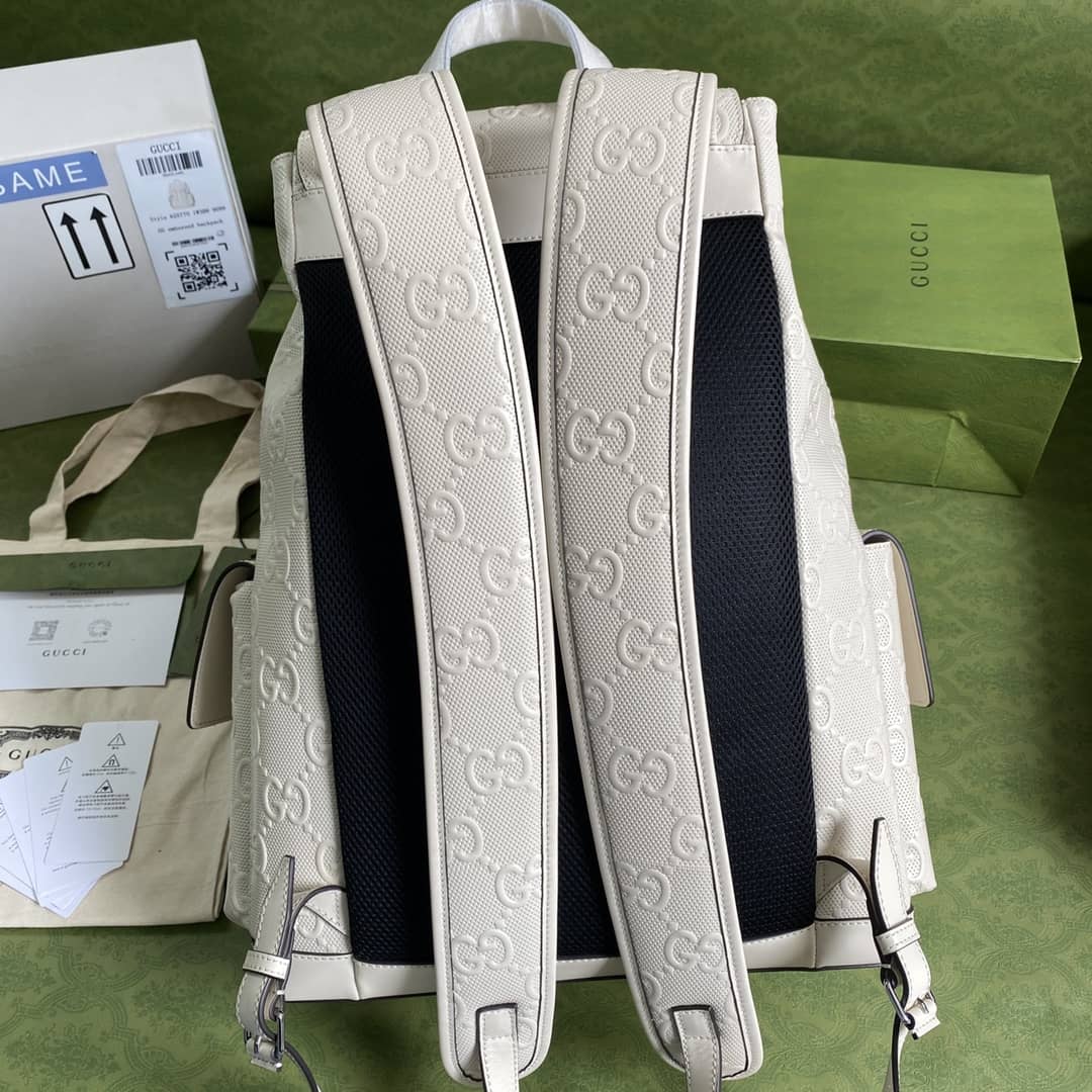 Gucci GG Embossed Backpack Replica White 625770