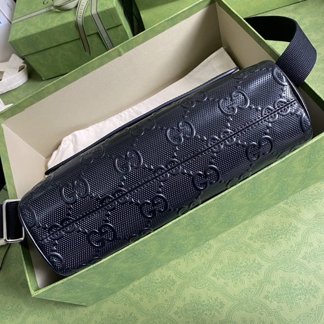 Gucci Mens GG Embossed Messenger Bag Replica White 658565