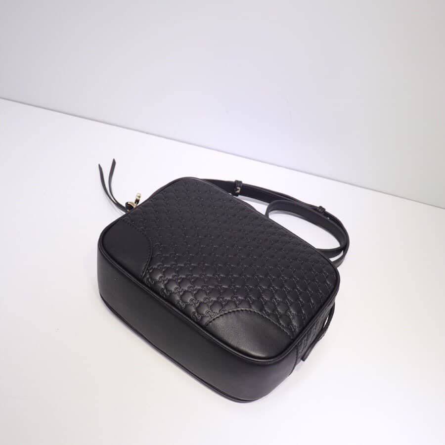 Gucci Bree Guccissima GG Leather Canvas Camera Bag Replica Black 449413