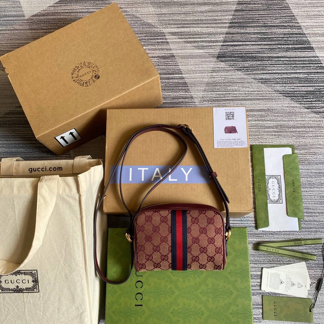 Gucci Ophidia GG Supreme Mini Shoulder Bag Replica Red 517350