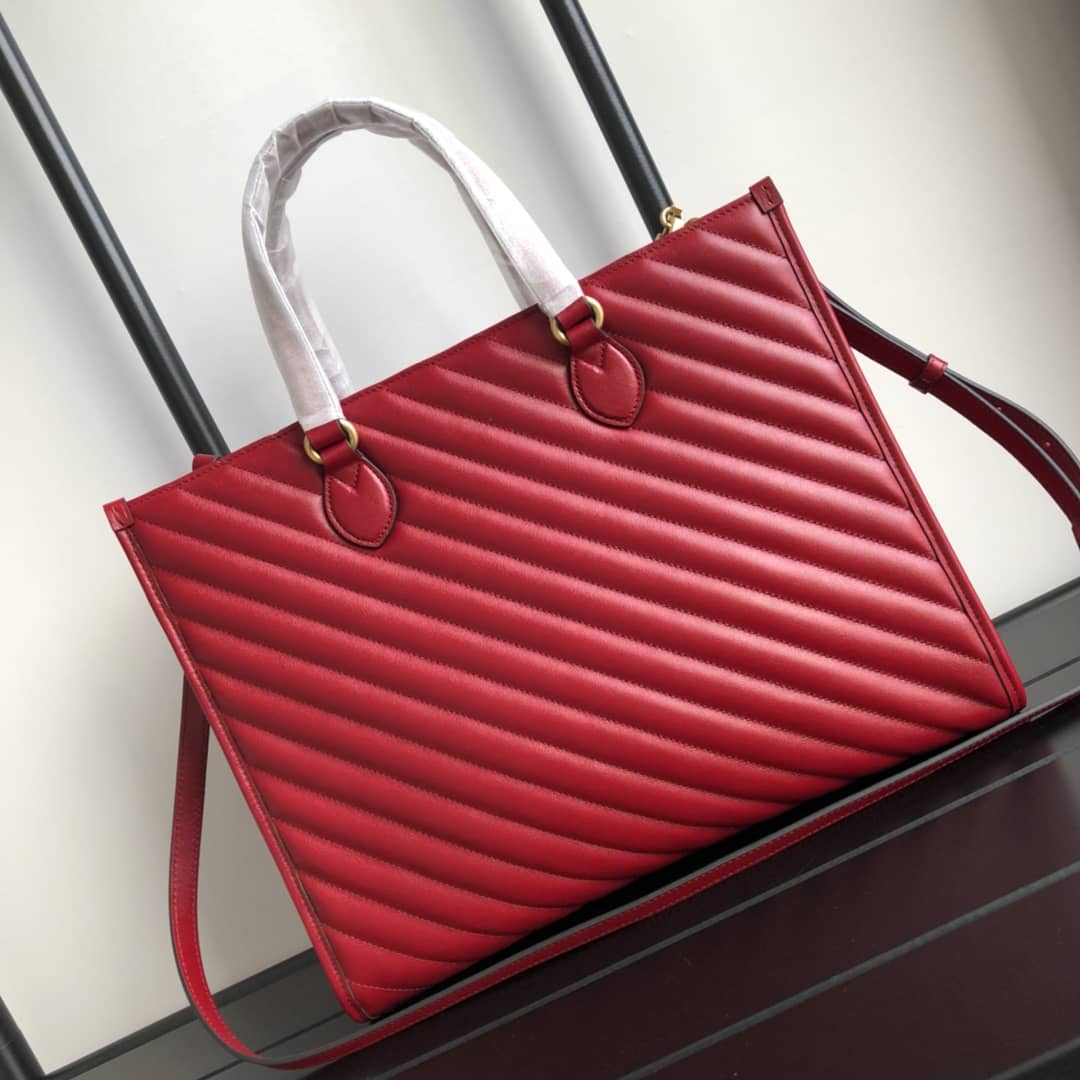 Gucci GG Marmont Medium Matelasse Leather Tote Replica Red 627332