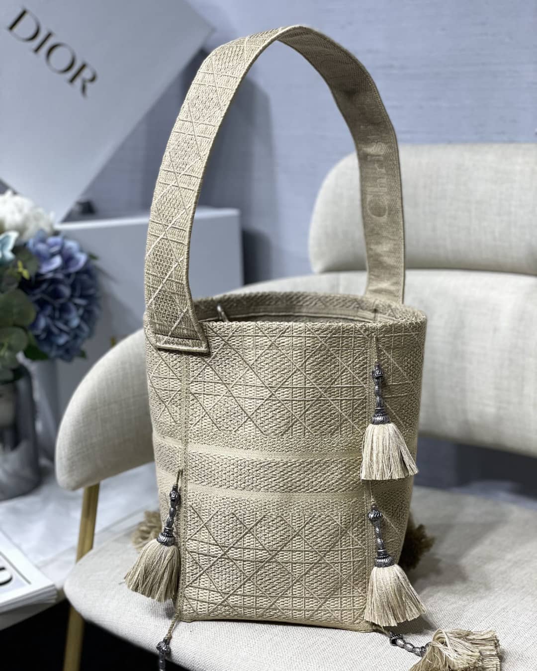 Christian Dior CD Bubble Embroidered Replica Bucket Bag